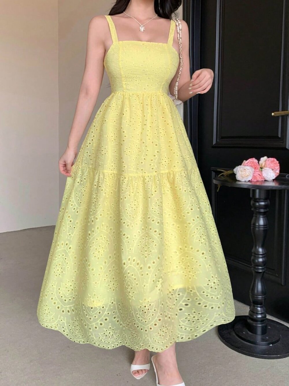 Yellow Boho Women's Casual Long Sundress - Picture 5 of 9